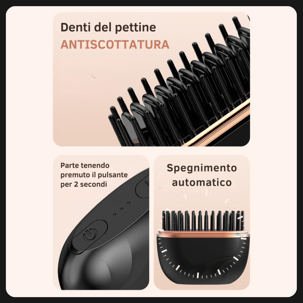 Glowli™ Spazzola Lisciante Senza Fili | Mini Piastra Portatile Anti-Crespo.