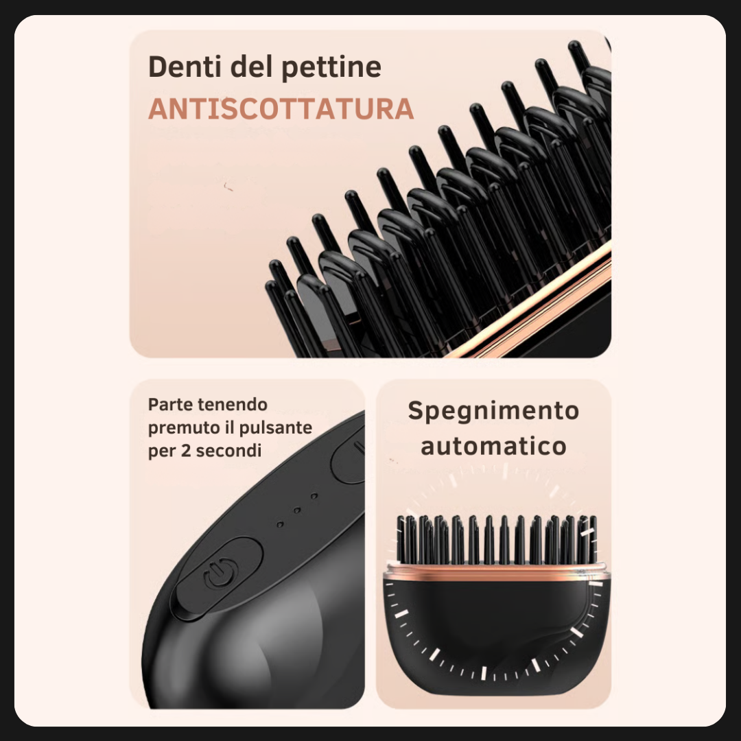 Glowli™ Spazzola Lisciante Senza Fili | Mini Piastra Portatile Anti-Crespo.